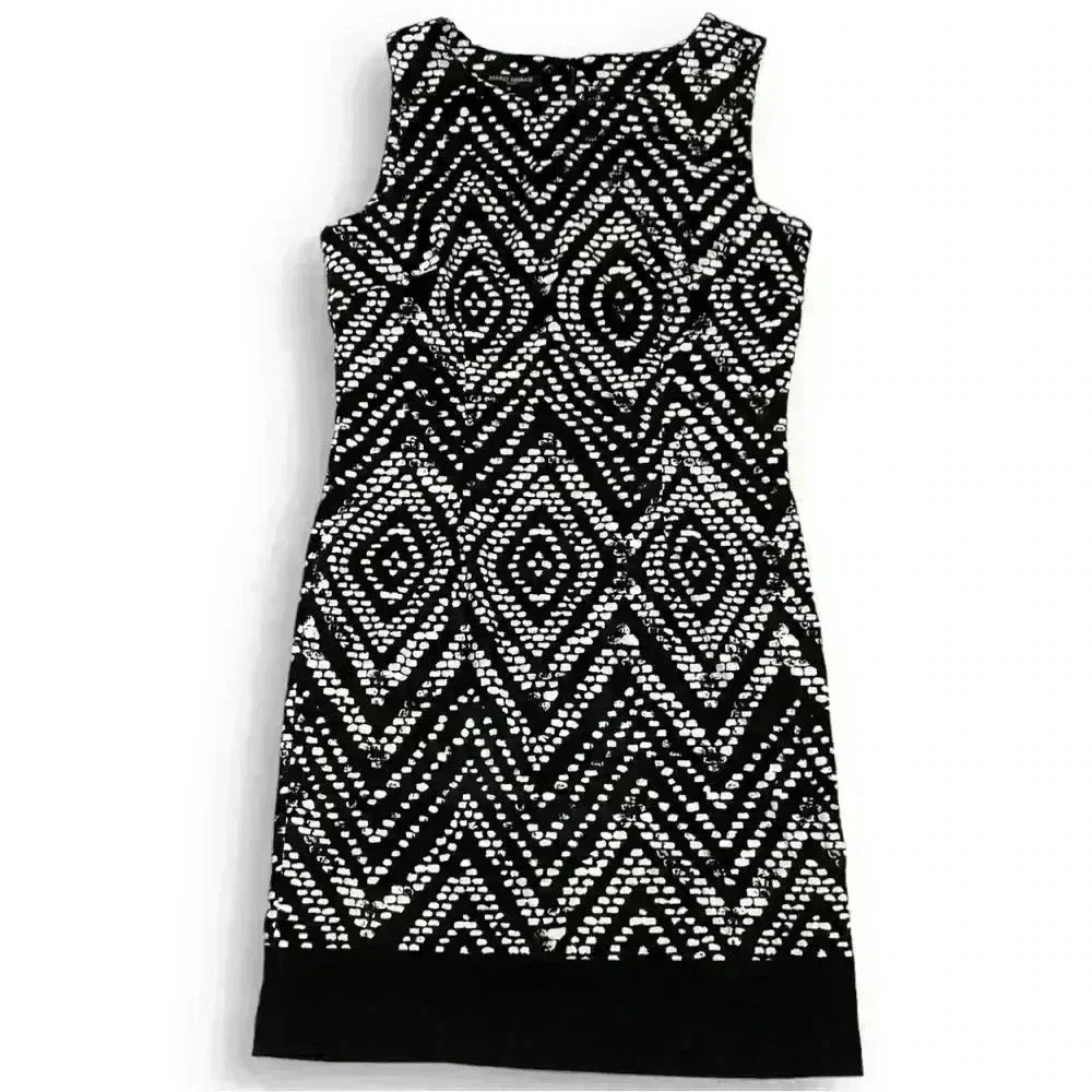 Mario Serrani Italy - Size 8 Women’s Midi Geometric Black White Dress